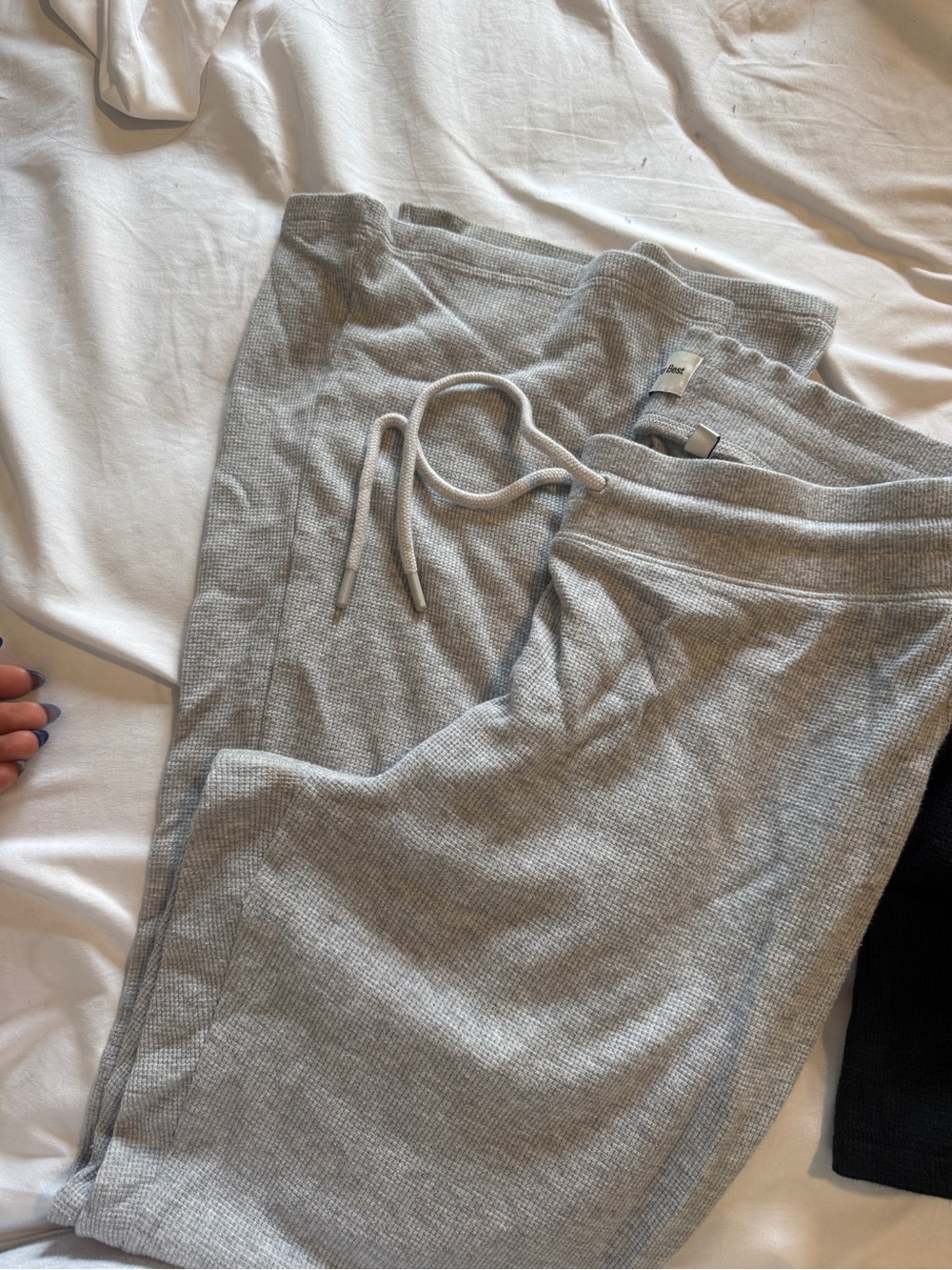 Soft Waffle-Knit Gray womens Sweater Lounge Pants
